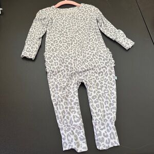 Posh Peanut Gray Leopard Baby Romper